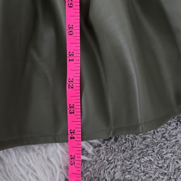 Grey Collective Split Neck Short Sleeve Faux Leather Minidress. Size Small. New. - Picture 6 of 9